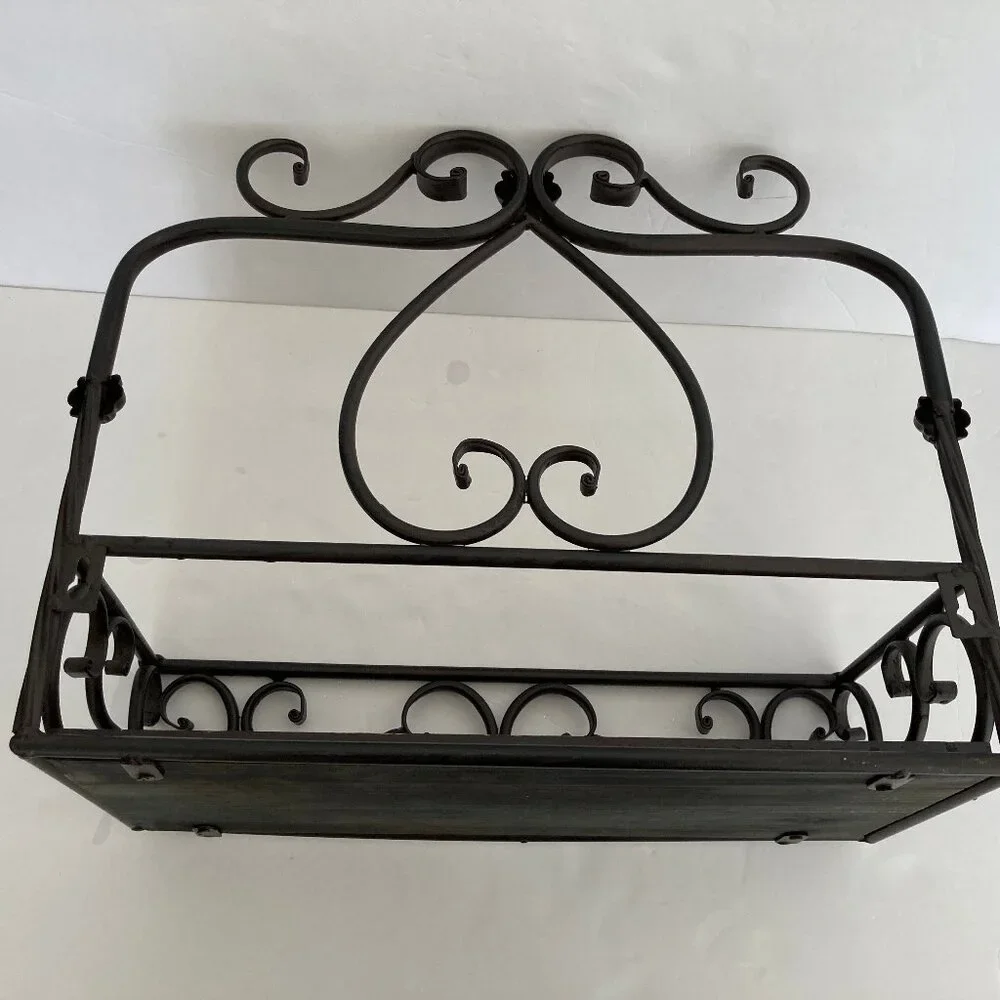 Vintage Wooden Iron Scroll Wall Shelf 12
